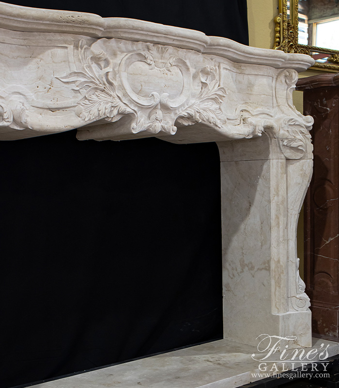 Marble Fireplaces  - Oversized French Style Mantel In Italian Roman Travertine  - MFP-2083